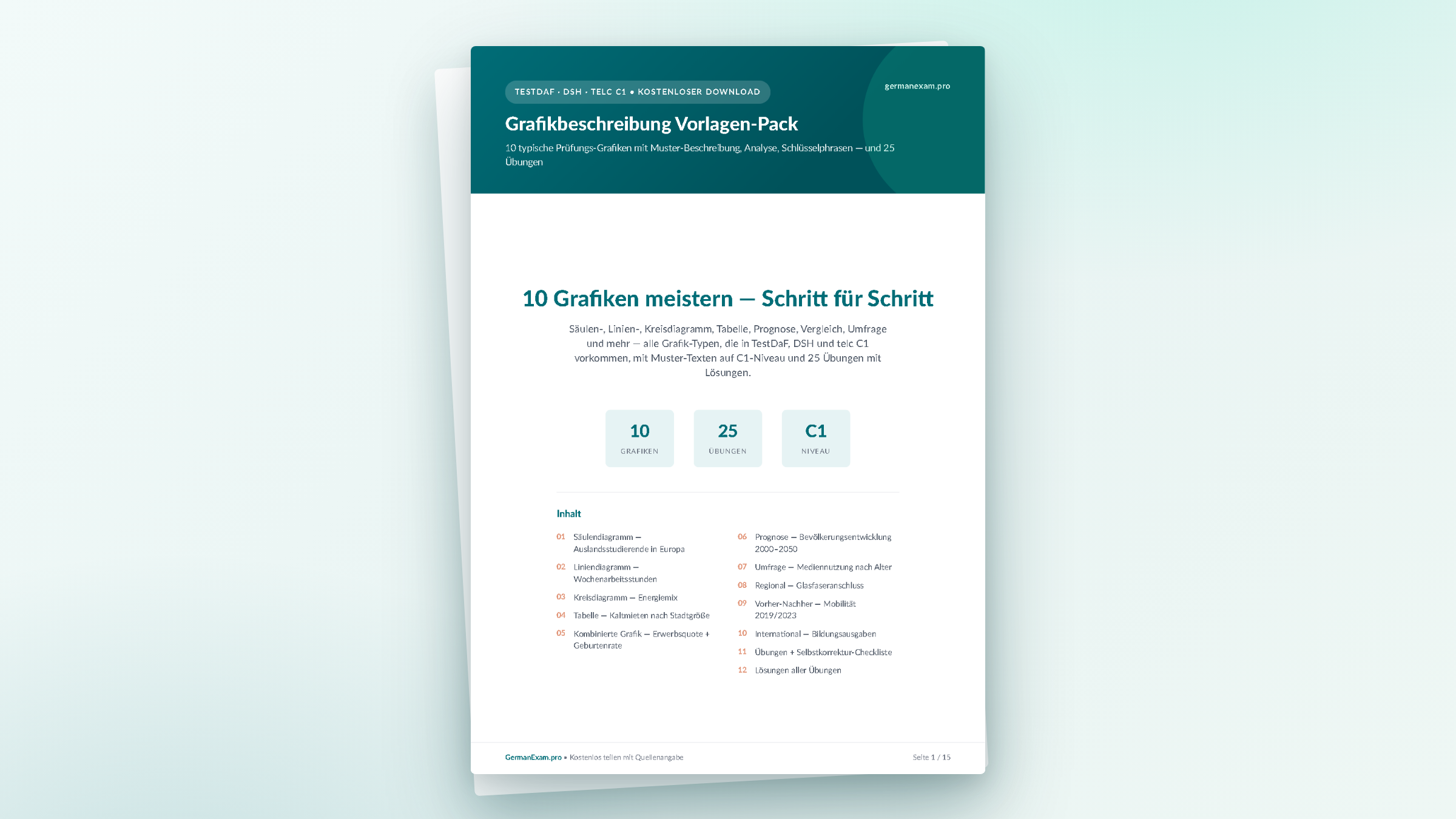 Grafikbeschreibung TestDaF/DSH - Vorlagen-Pack
